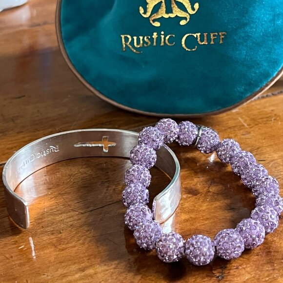 Rustic Cuff Christian Faith Rhinestone and Stainless  Logo Bracelets in Gift Bag - Picture 3 of 4
